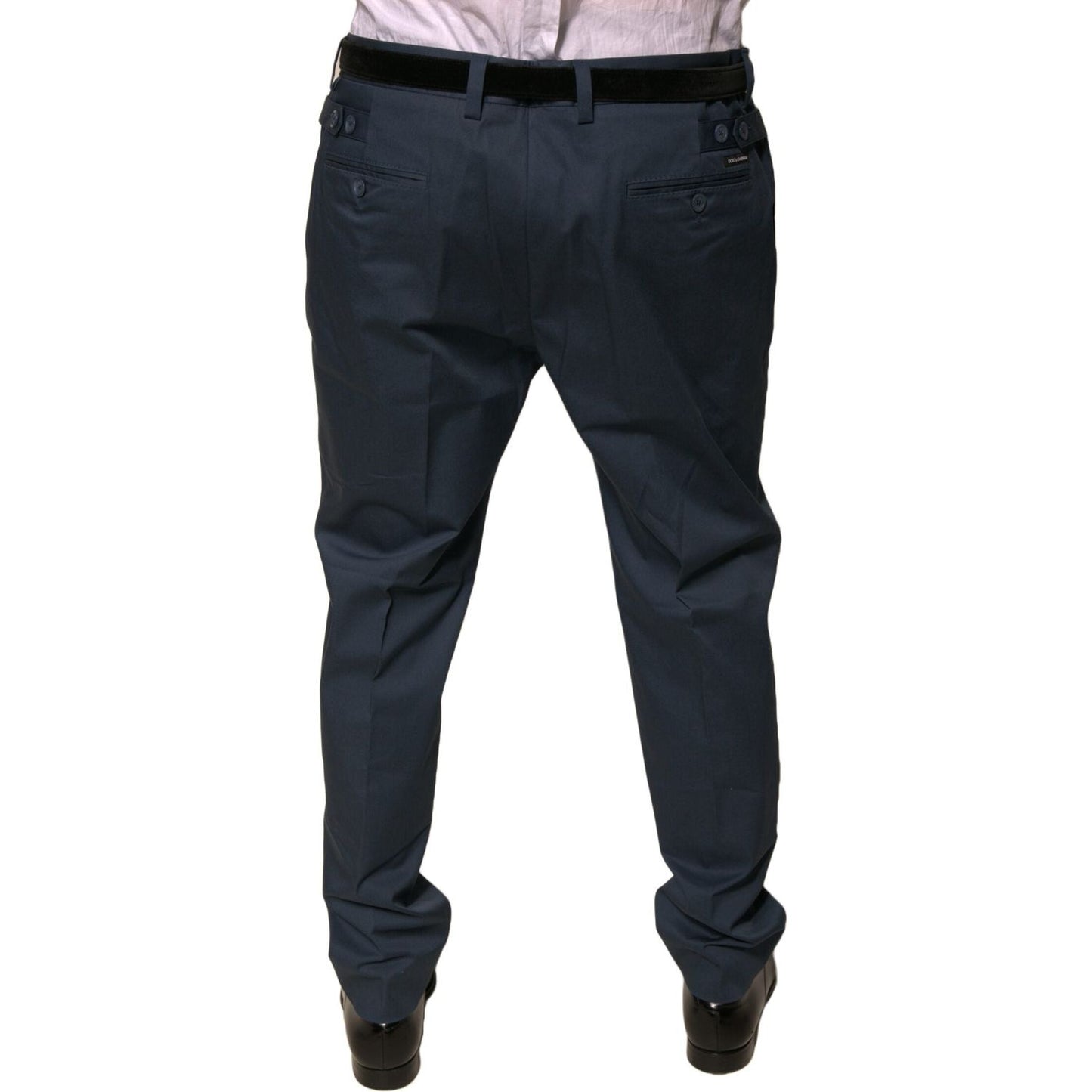Dolce & Gabbana Dark Blue Cotton Stretch Skinny Men Dress Pants