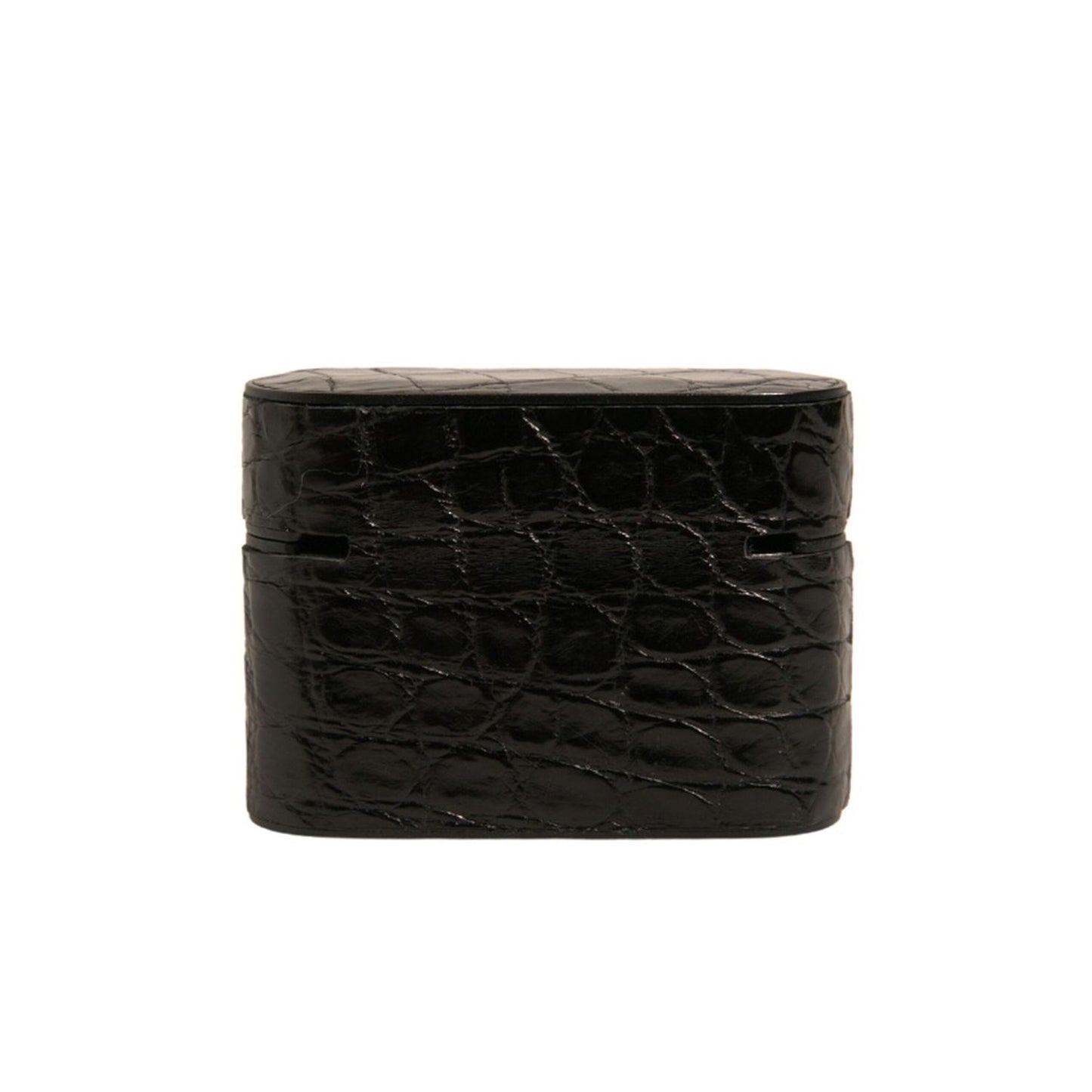 Dolce & Gabbana Black Leather Metal Logo Plaque Holder Airpods Case SMY10594