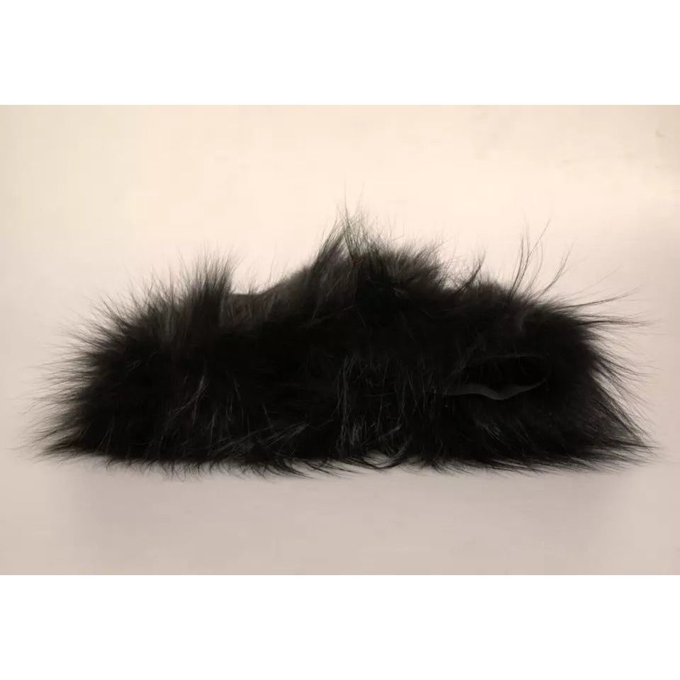 Dolce & Gabbana Black Fur Shoulder Collar Wrap Shawl Scarf MS7105