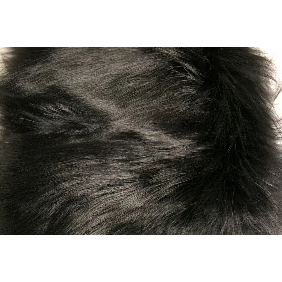 Dolce & Gabbana Black Fur Shoulder Collar Wrap Shawl Scarf MS7105