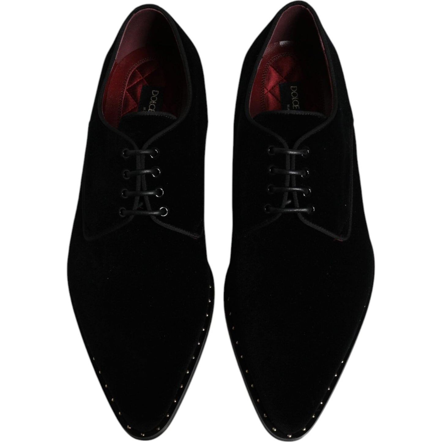 Dolce & Gabbana Black Velvet Cotton Lace Up Derby Shoes
