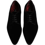 Dolce & Gabbana Black Velvet Cotton Lace Up Derby Shoes