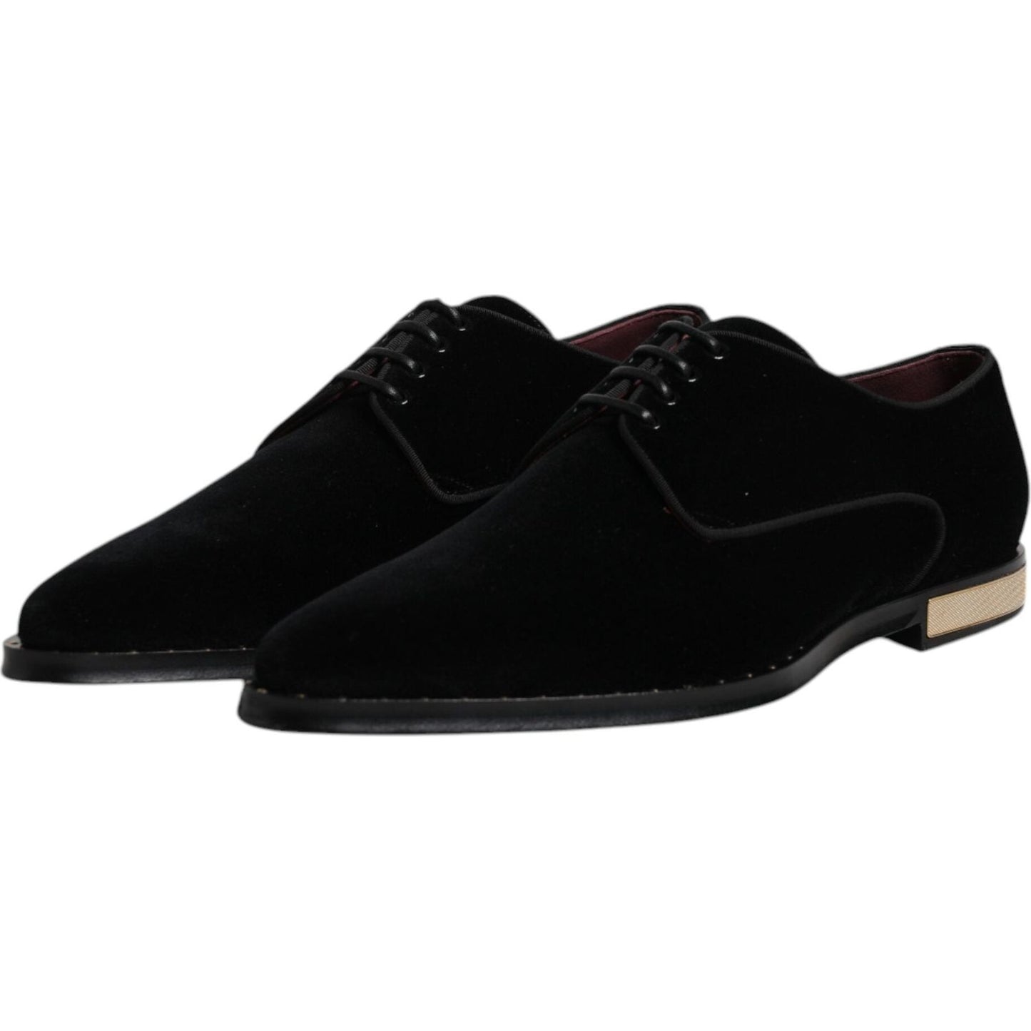 Dolce & Gabbana Black Velvet Cotton Lace Up Derby Shoes