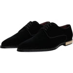 Dolce & Gabbana Black Velvet Cotton Lace Up Derby Shoes