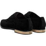 Dolce & Gabbana Black Velvet Cotton Lace Up Derby Shoes