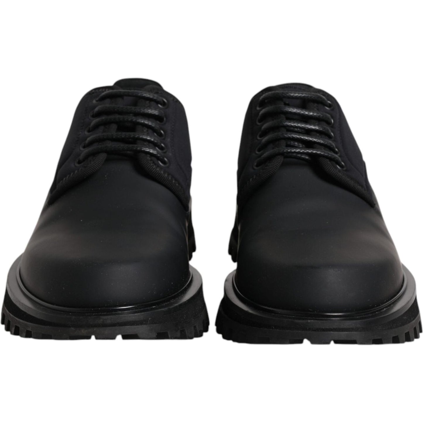 Dolce & Gabbana Black Leather Lace Up Trekking Dress Shoes