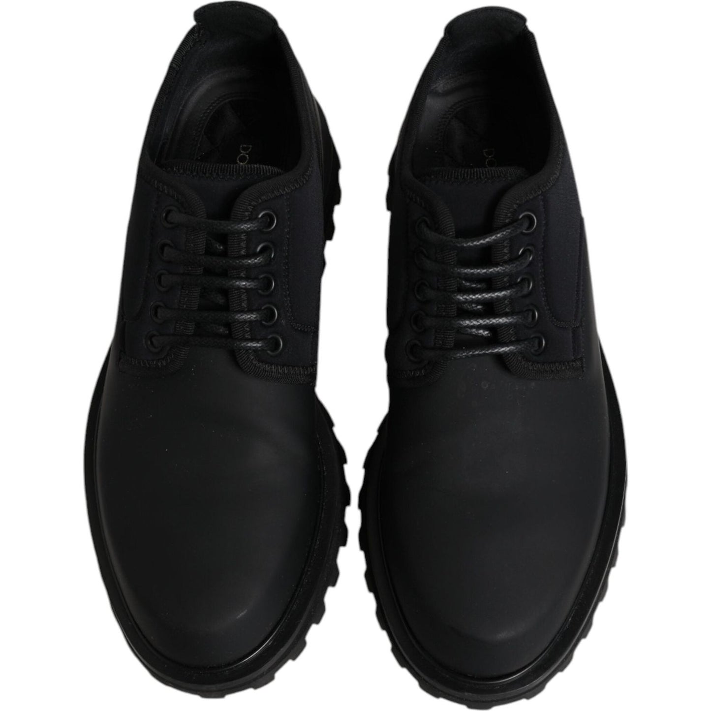 Dolce & Gabbana Black Leather Lace Up Trekking Dress Shoes