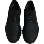 Dolce & Gabbana Black Leather Lace Up Trekking Dress Shoes