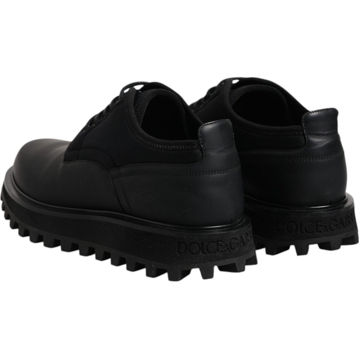 Dolce & Gabbana Black Leather Lace Up Trekking Dress Shoes
