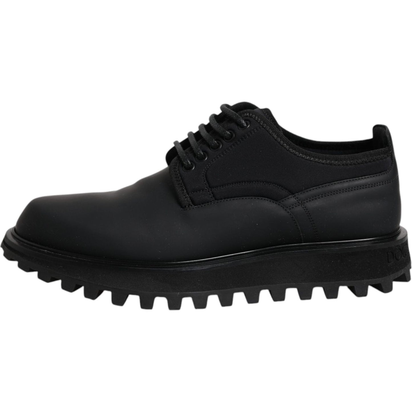 Dolce & Gabbana Black Leather Lace Up Trekking Dress Shoes