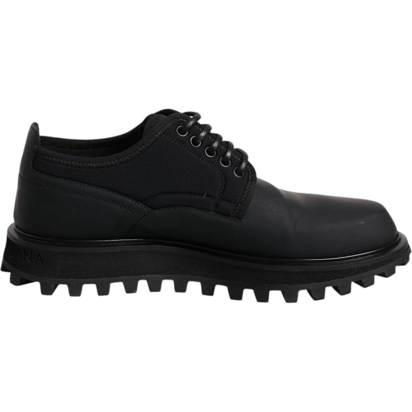 Dolce & Gabbana Black Leather Lace Up Trekking Dress Shoes