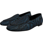 Dolce & Gabbana Blue Black Flats Men Loafers Dress Shoes