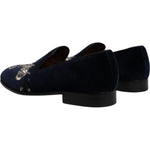 Dolce & Gabbana Black Velvet Floral Gun Loafers Dress Shoes