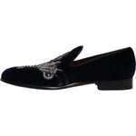 Dolce & Gabbana Black Velvet Floral Gun Loafers Dress Shoes