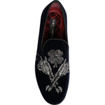 Dolce & Gabbana Black Velvet Floral Gun Loafers Dress Shoes