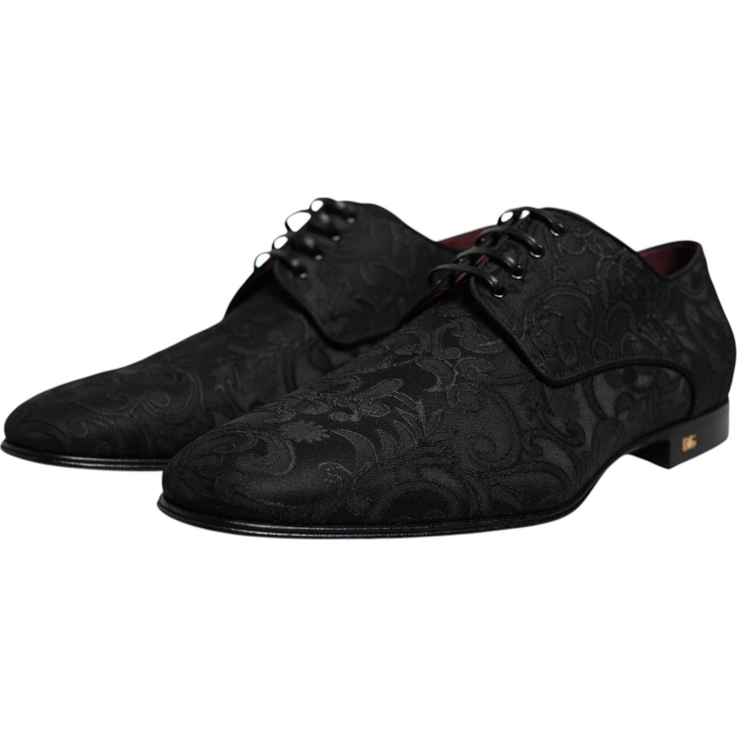 Dolce & Gabbana Black Jacquard Lace Up Derby Dress Shoes
