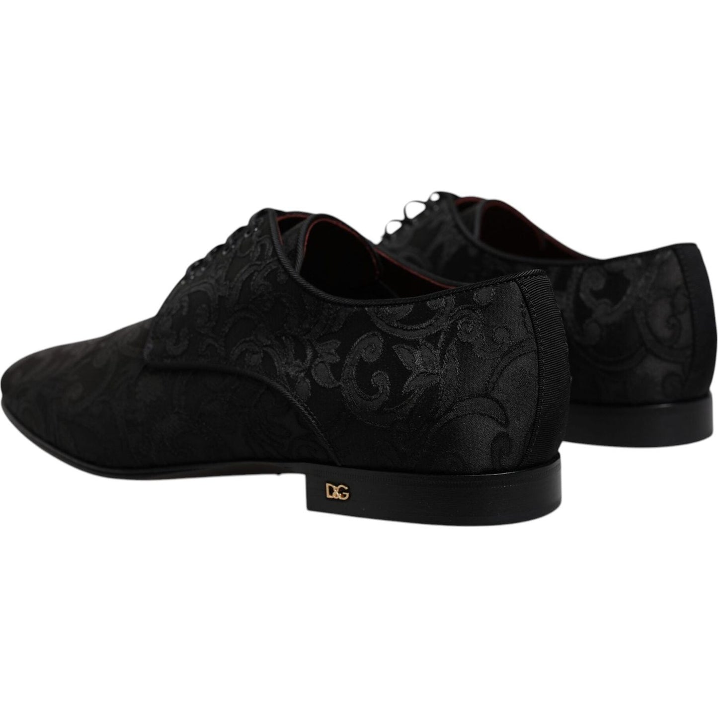 Dolce & Gabbana Black Jacquard Lace Up Derby Dress Shoes