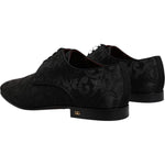 Dolce & Gabbana Black Jacquard Lace Up Derby Dress Shoes
