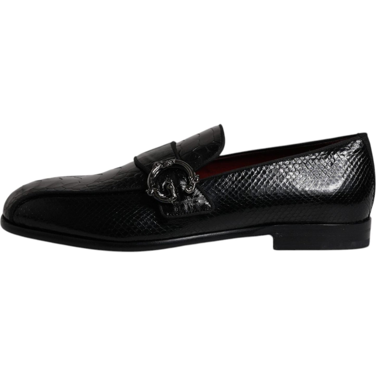 Dolce & Gabbana Black Exotic Leather DG Logo Loafers Formal Dress Shoes