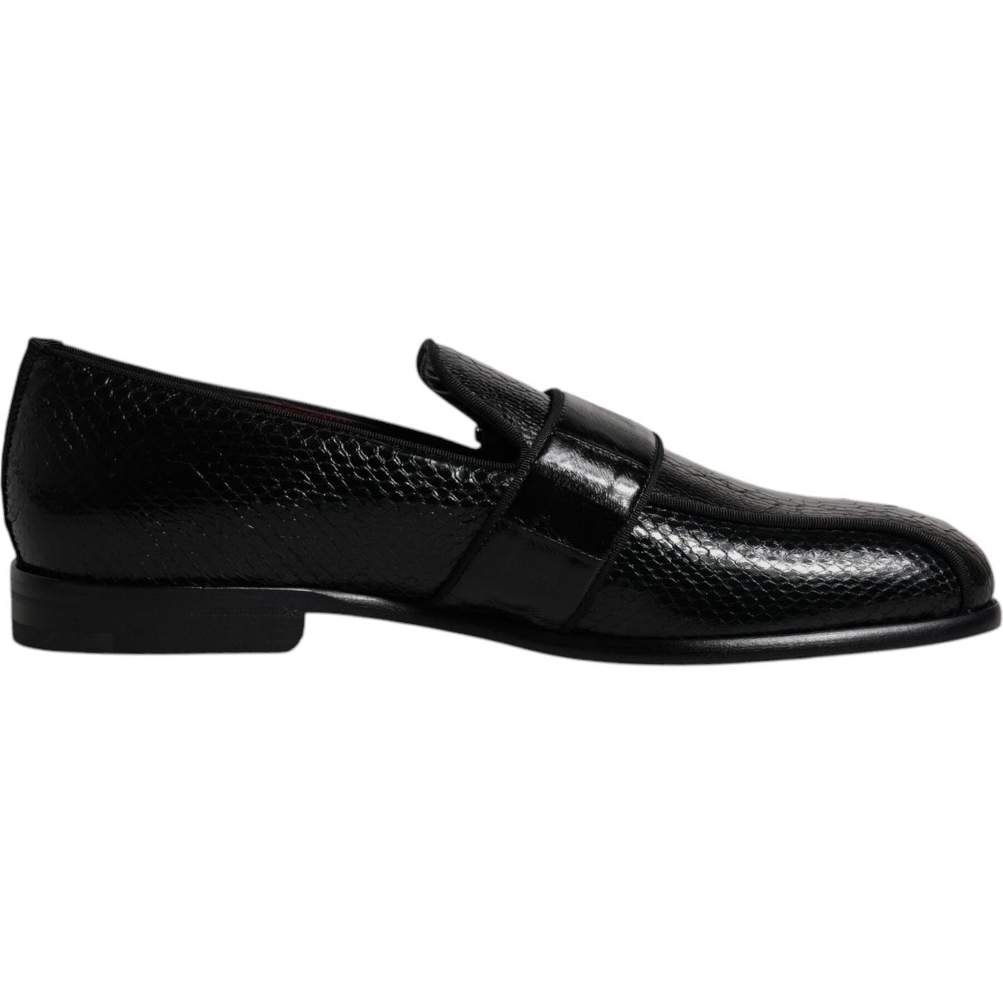 Dolce & Gabbana Black Exotic Leather DG Logo Loafers Formal Dress Shoes