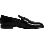 Dolce & Gabbana Black Exotic Leather DG Logo Loafers Formal Dress Shoes