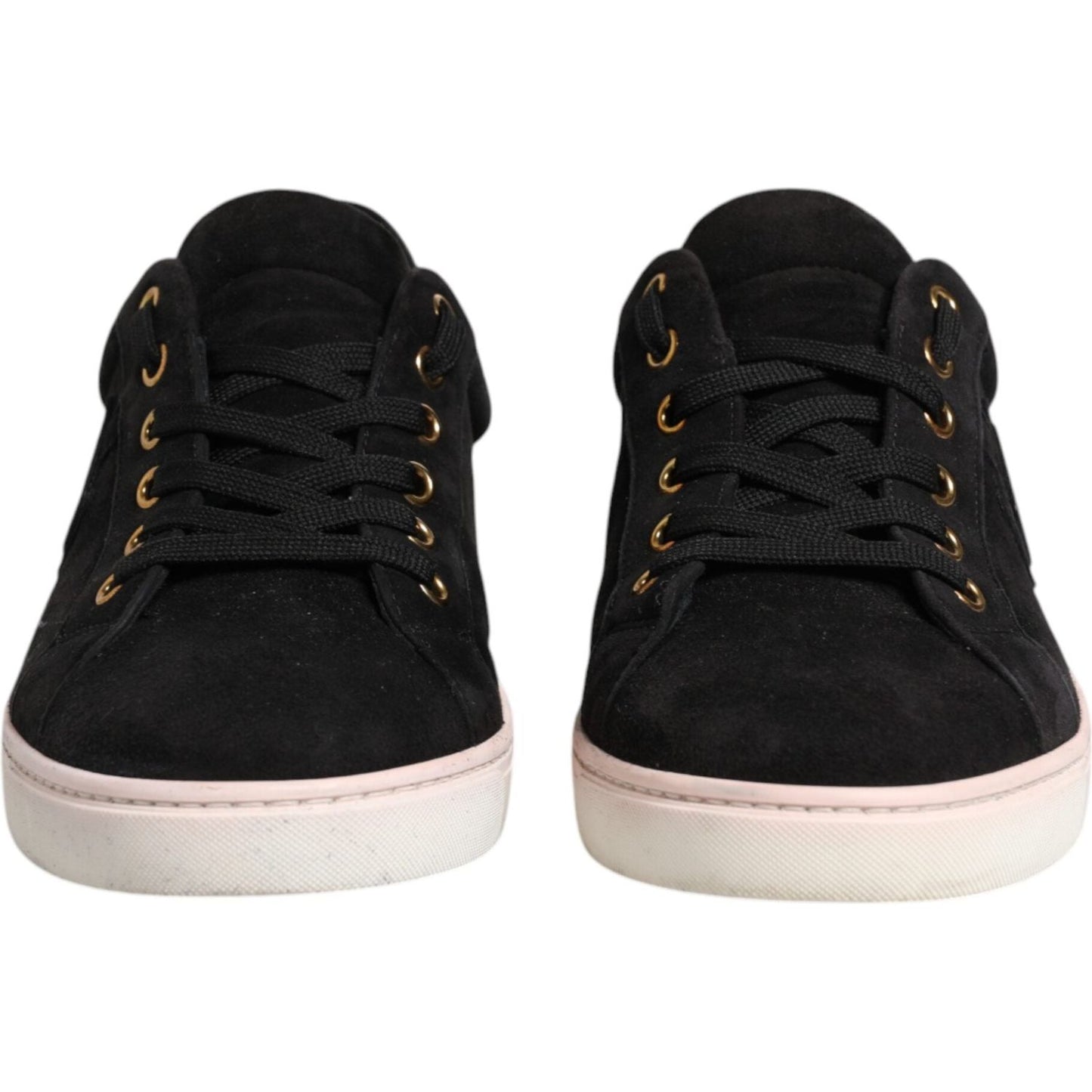 Dolce & Gabbana Black Logo Suede Leather Men Sneakers Shoes