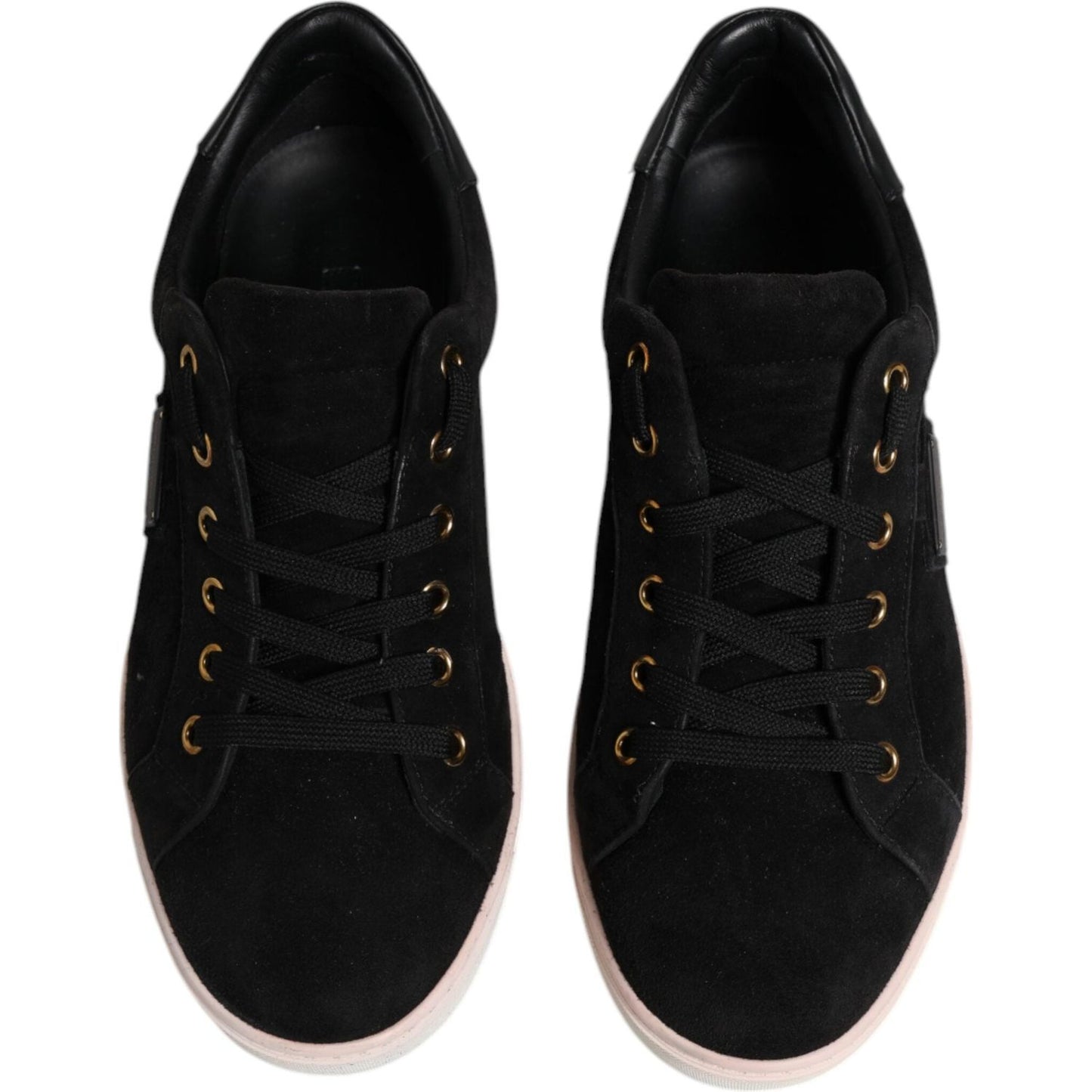 Dolce & Gabbana Black Logo Suede Leather Men Sneakers Shoes