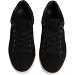 Dolce & Gabbana Black Logo Suede Leather Men Sneakers Shoes