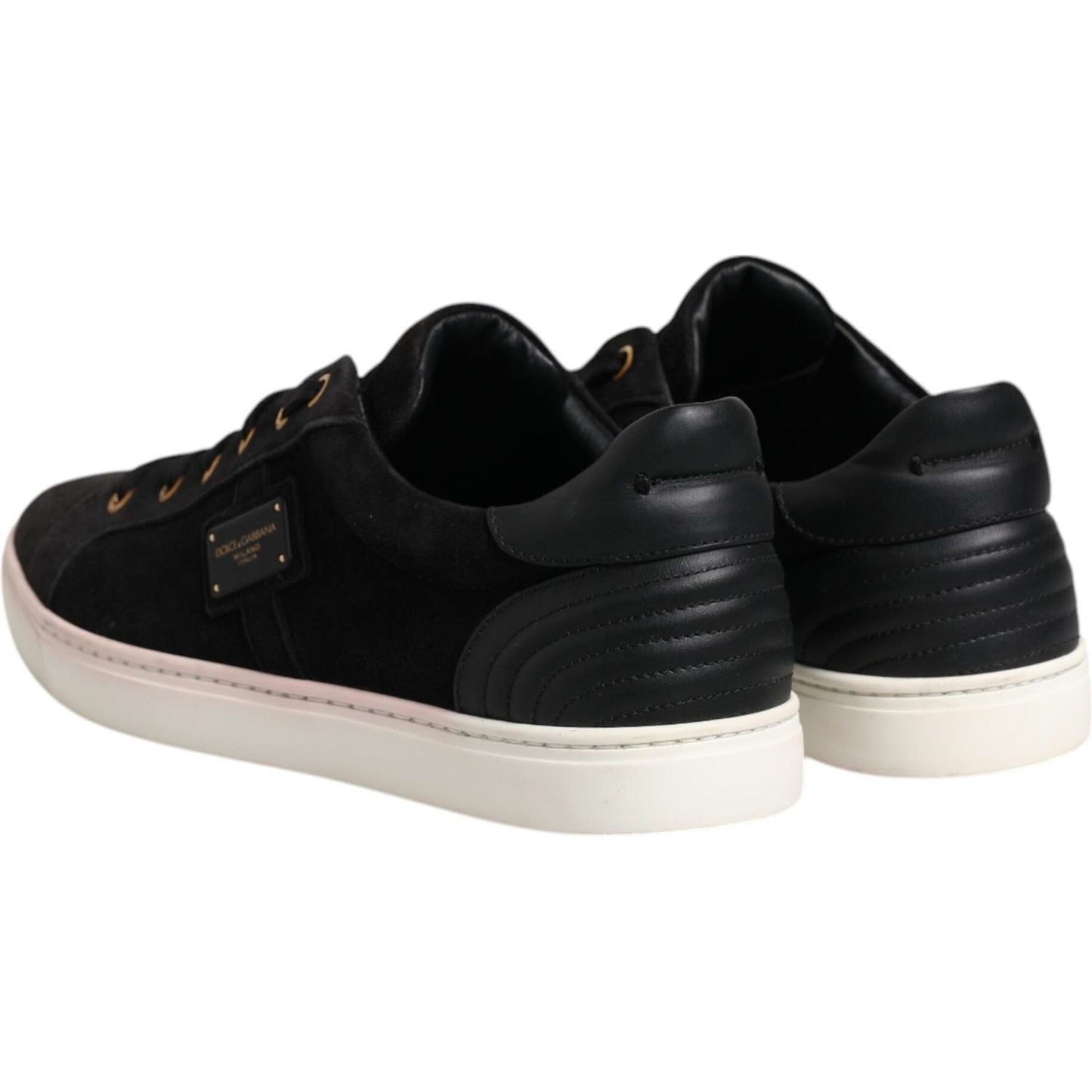 Dolce & Gabbana Black Logo Suede Leather Men Sneakers Shoes