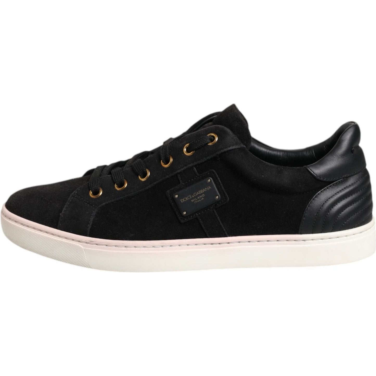 Dolce & Gabbana Black Logo Suede Leather Men Sneakers Shoes