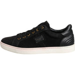 Dolce & Gabbana Black Logo Suede Leather Men Sneakers Shoes