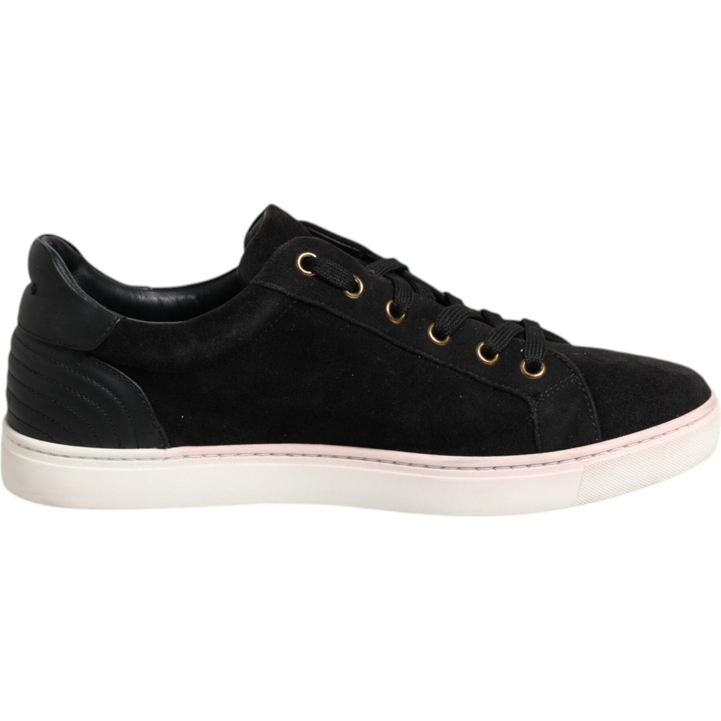 Dolce & Gabbana Black Logo Suede Leather Men Sneakers Shoes