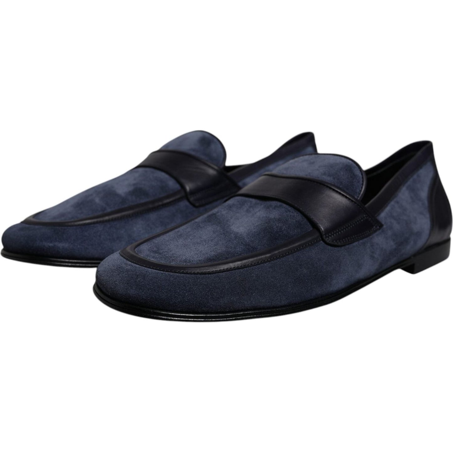 Dolce & Gabbana Blue Suede Leather Shoes Loafer Moccasin Shoes