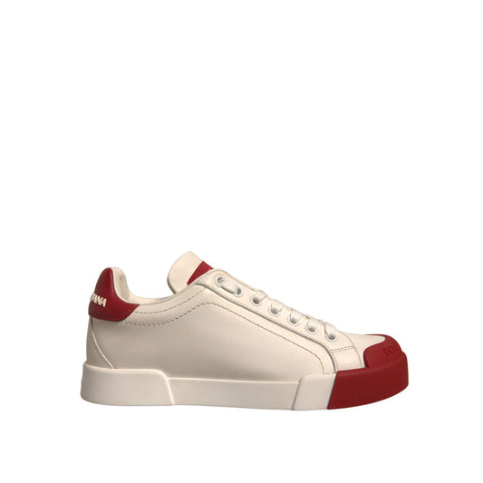 Dolce & Gabbana Shoes White Leather Logo Portofino Sneakers