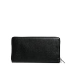 Dolce & Gabbana Black Calfskin Leather Logo Zip Around Continental Wallet BAG4069