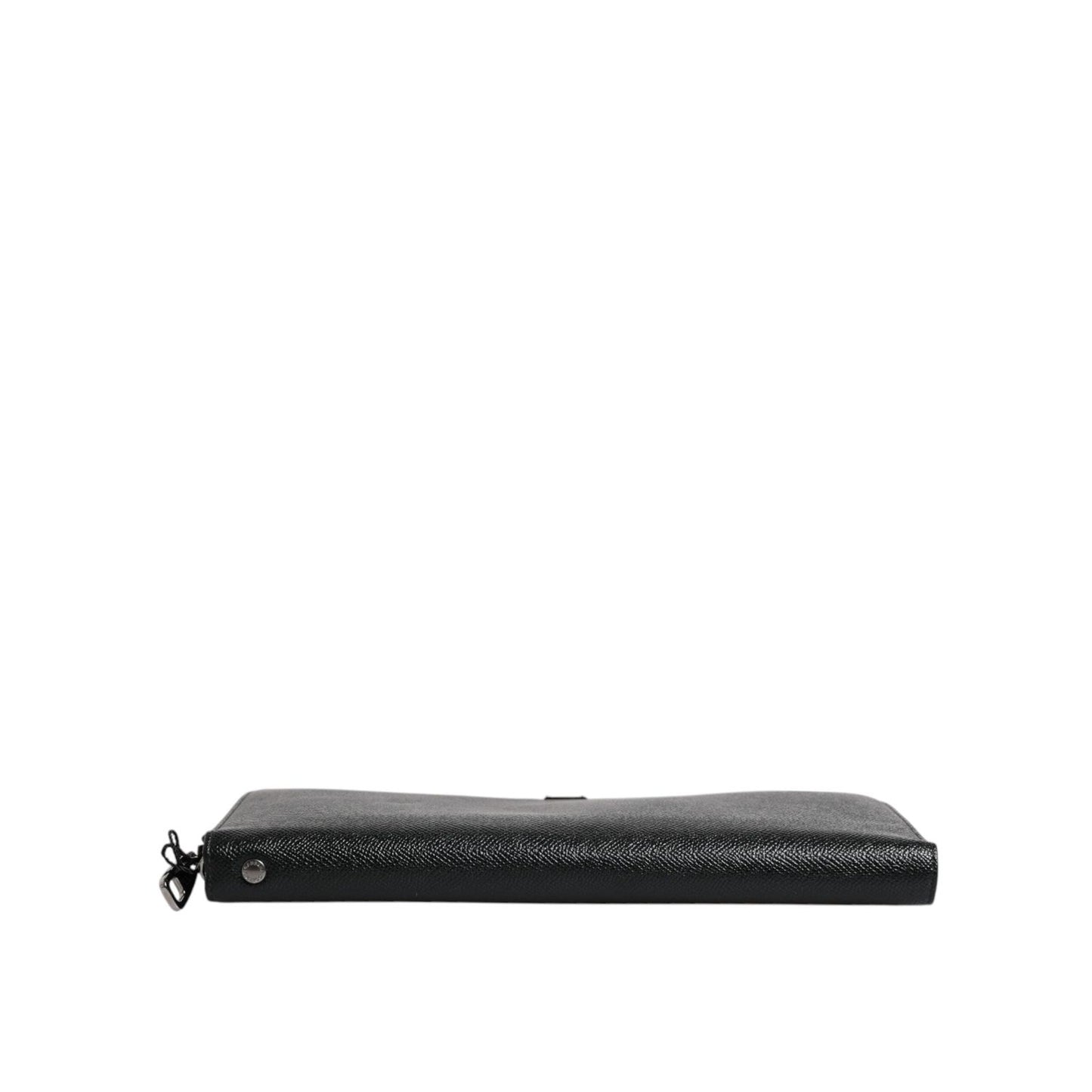 Dolce & Gabbana Black Calfskin Leather Logo Zip Around Continental Wallet BAG4069