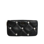 Dolce & Gabbana Black Leather Crystal Embellished Logo Shoulder Bag BAG4015