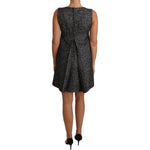 Dolce & Gabbana Gray Houndstooth Floral Appliqué Shift Mini Dress DR1439-40