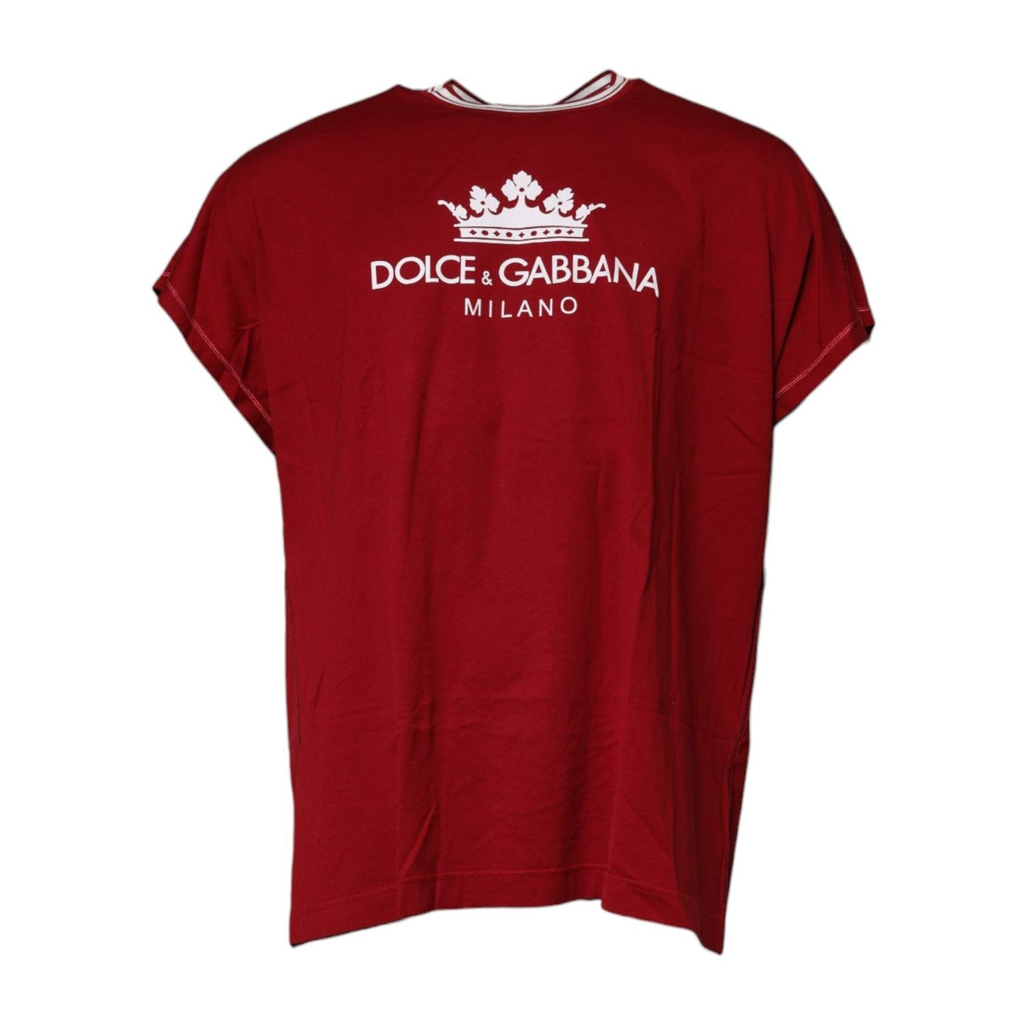Dolce & Gabbana Red Logo Crown Cotton Crew Neck T-shirt TSH90049-50