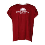 Dolce & Gabbana Red Logo Crown Cotton Crew Neck T-shirt TSH90049-50