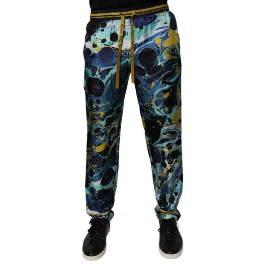 Dolce & Gabbana Multicolor Marble Print Jogger Sweatpants Pants