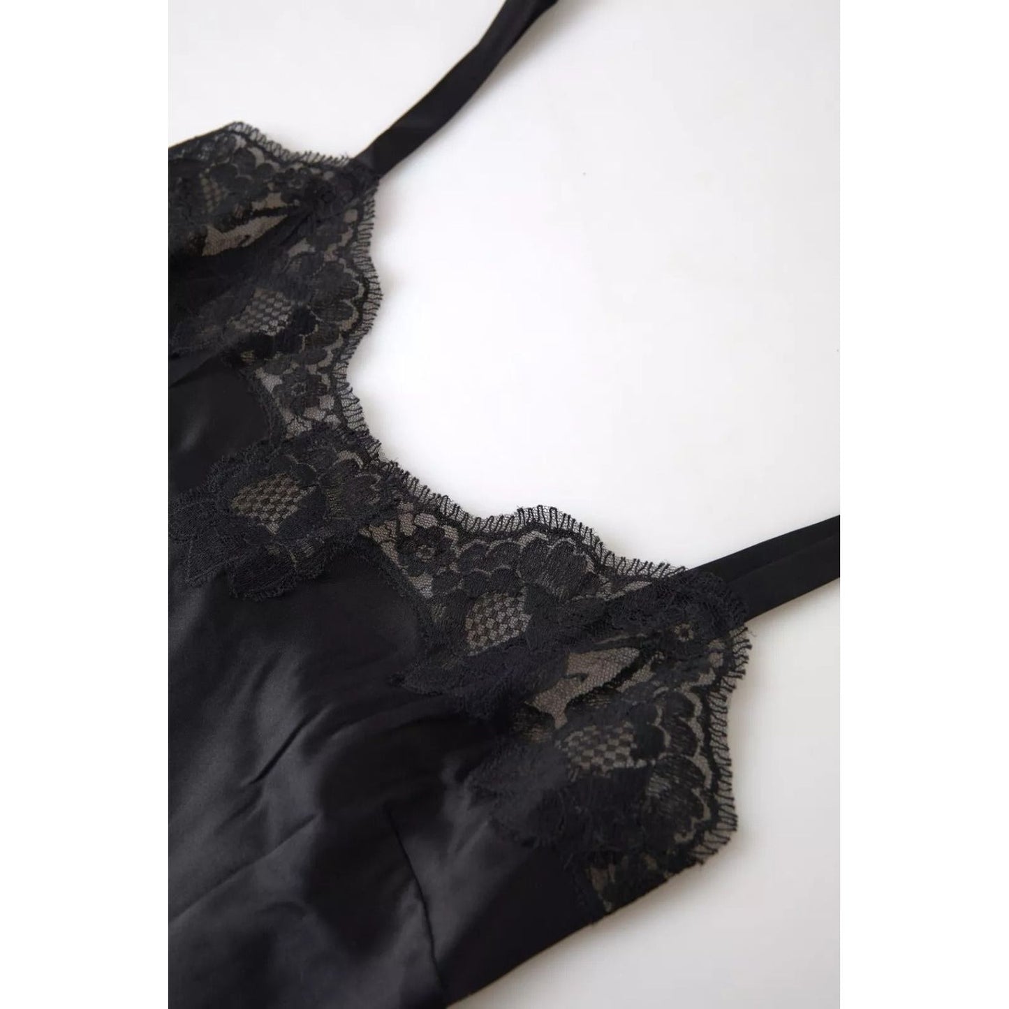Dolce & Gabbana Black Lace Silk Sleepwear Camisole Top Underwear