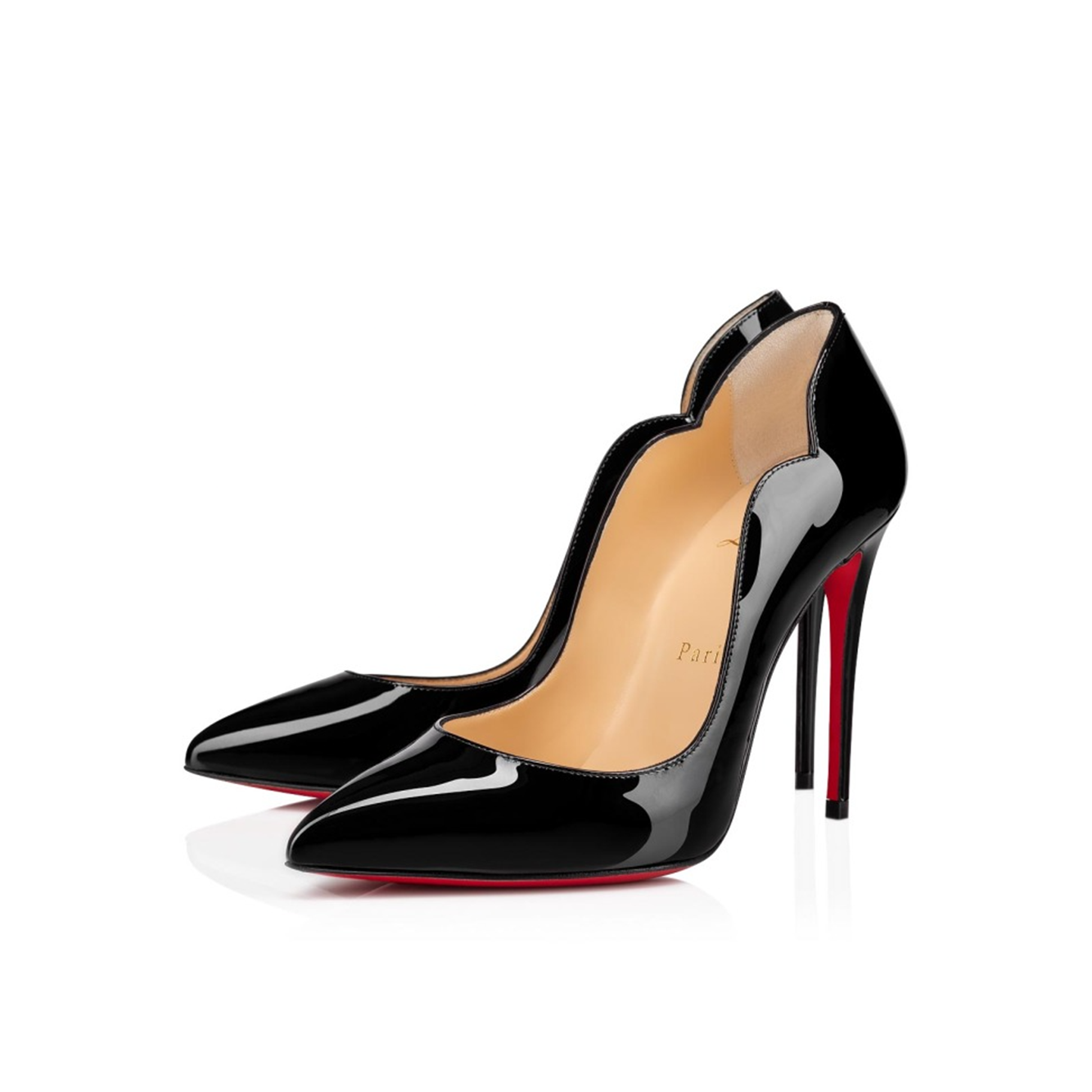 Christian Louboutin Black Patent Leather Hot Chick Pumps 100