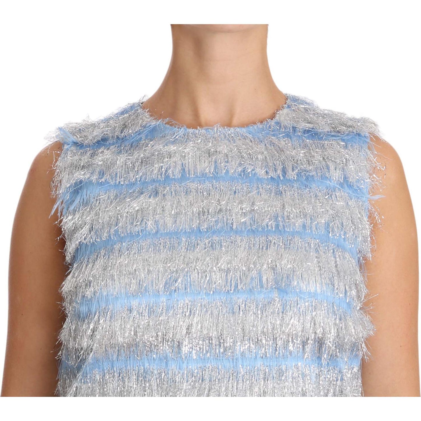 Dolce & Gabbana Light Blue Silver Shift Gown Dress DR1604-38