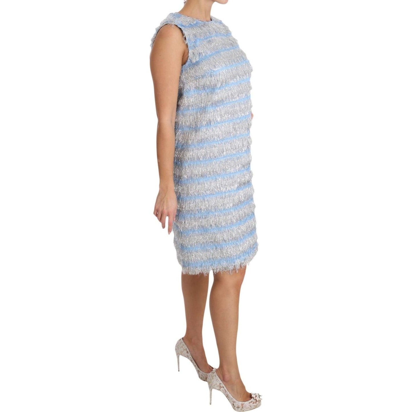 Dolce & Gabbana Light Blue Silver Shift Gown Dress DR1604-38