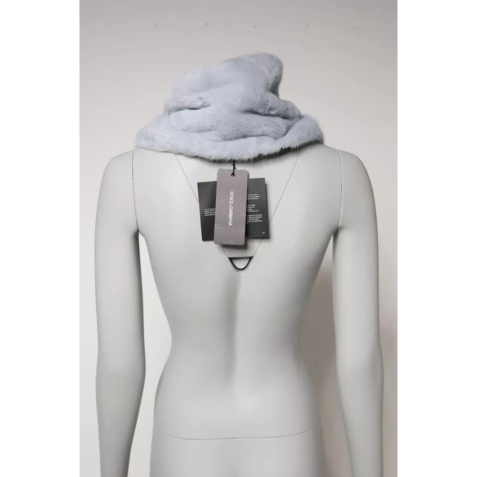 Dolce & Gabbana Powder Blue Mink Fur Neck Warmer Scarf MS7120