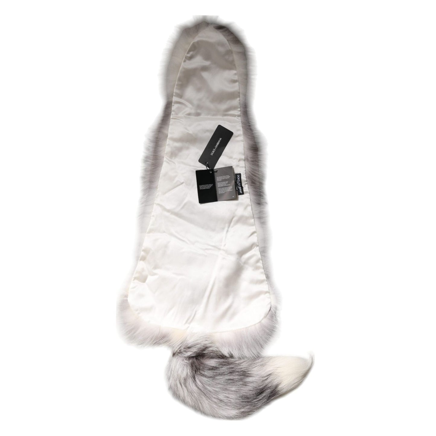 Dolce & Gabbana White Fox Fur Neck Wrap Warmer Winter Scarf MS7121