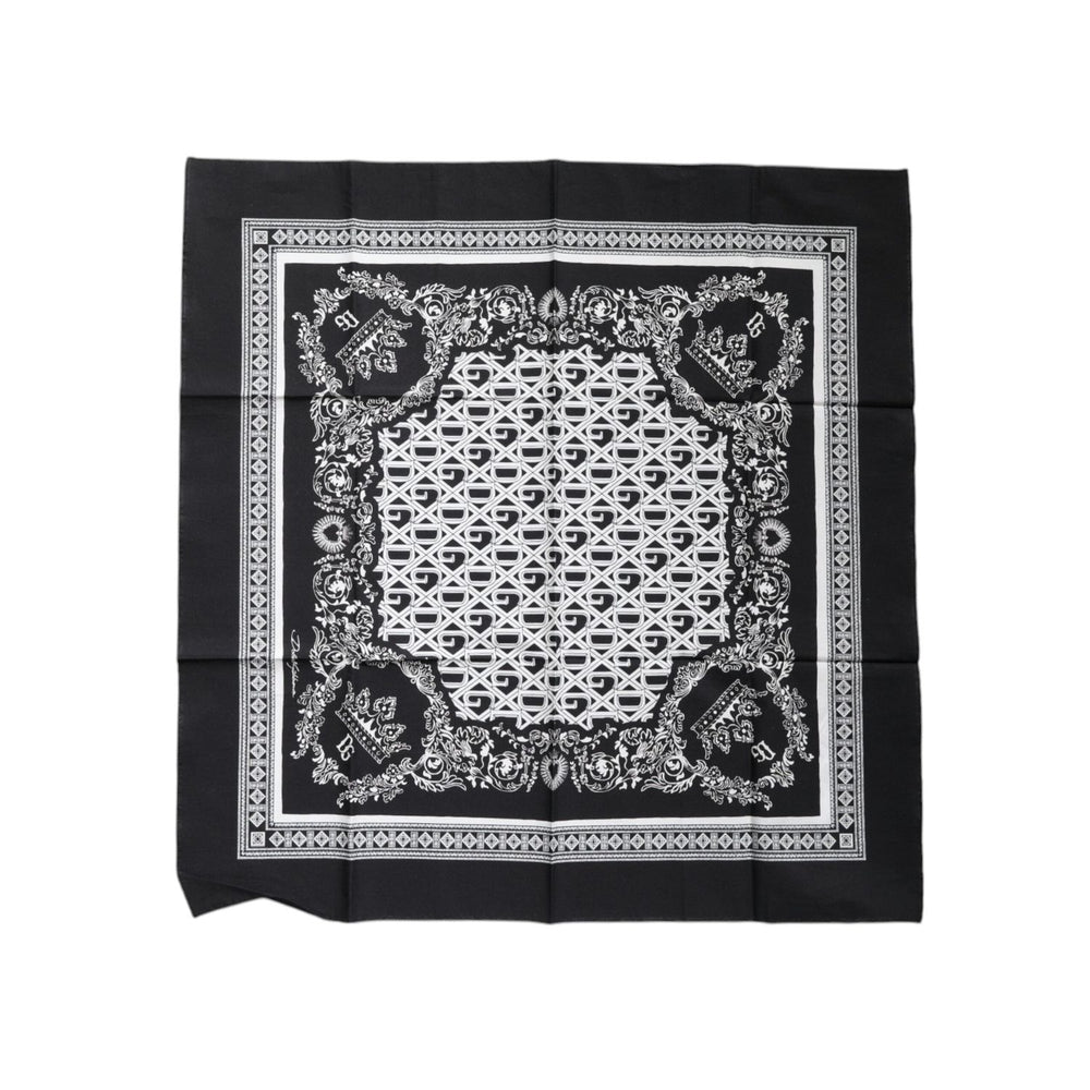 Dolce & Gabbana Black Logo Monogram Cotton Handkerchief Scarf MS7239