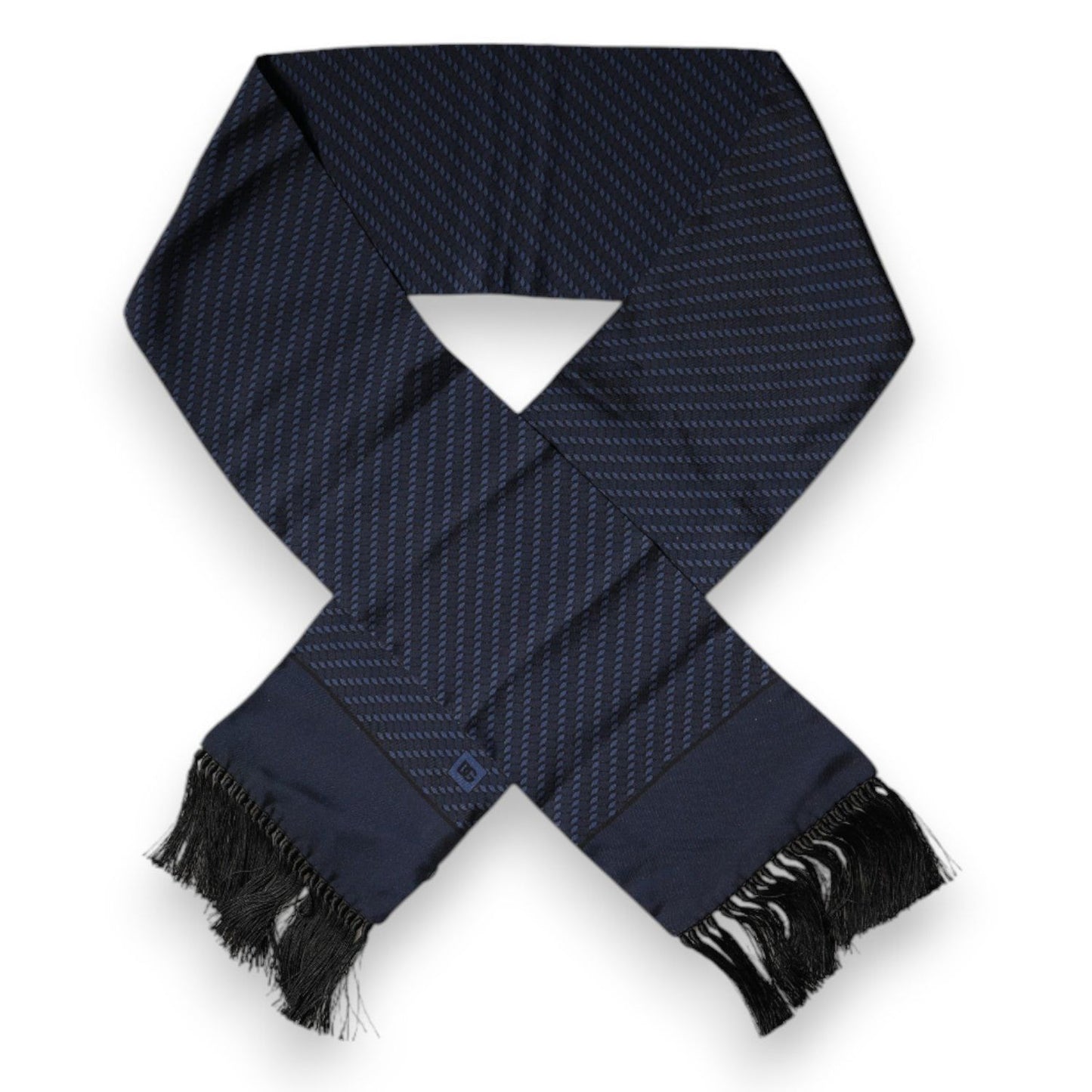 Dolce & Gabbana Dark Blue Fantasy Fringes Neck Wrap Scarf MS7423