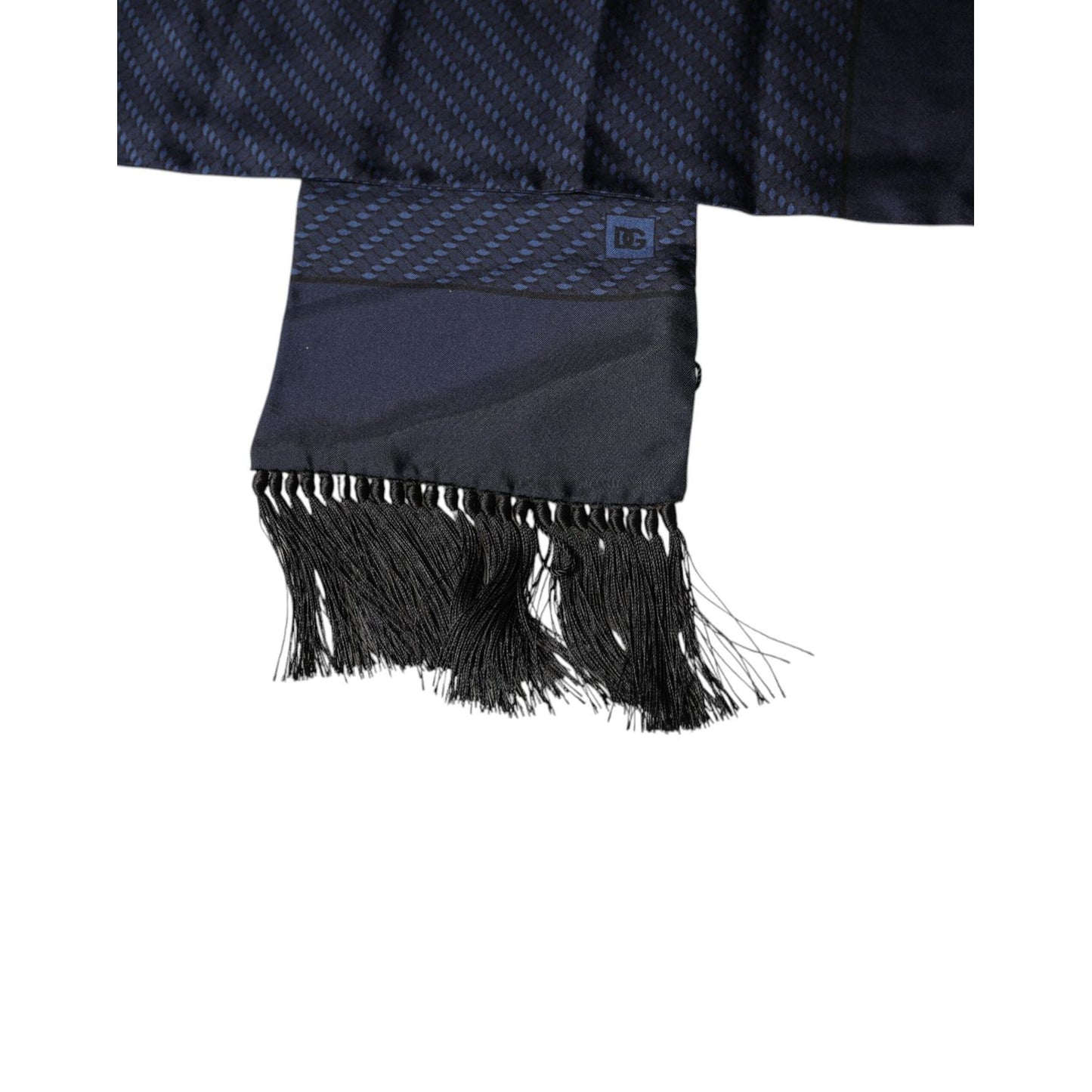 Dolce & Gabbana Dark Blue Fantasy Fringes Neck Wrap Scarf MS7423